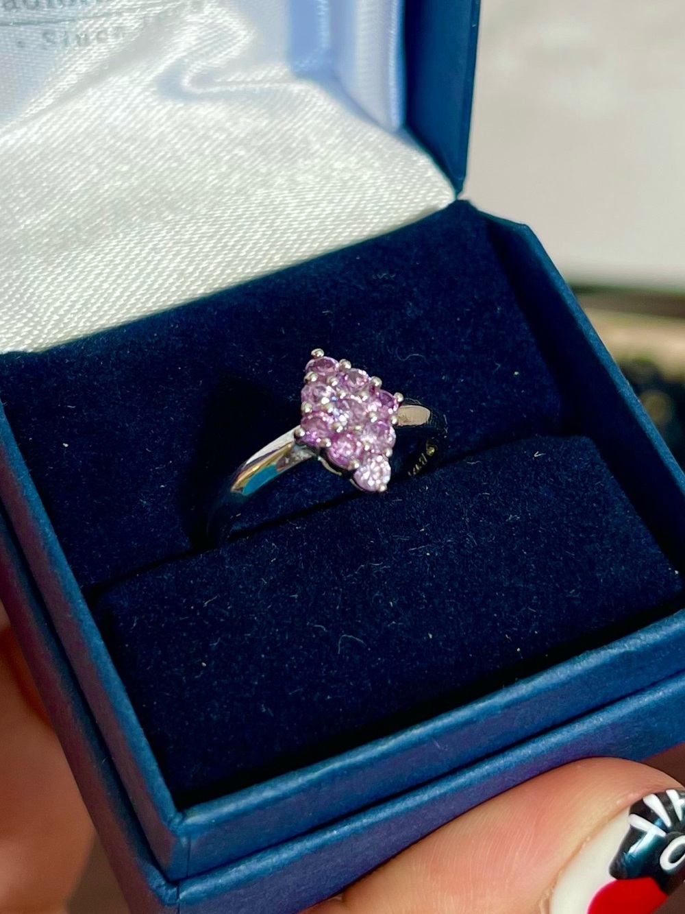 Sterling Silver 925 Amethyst Cluster Flower Ring